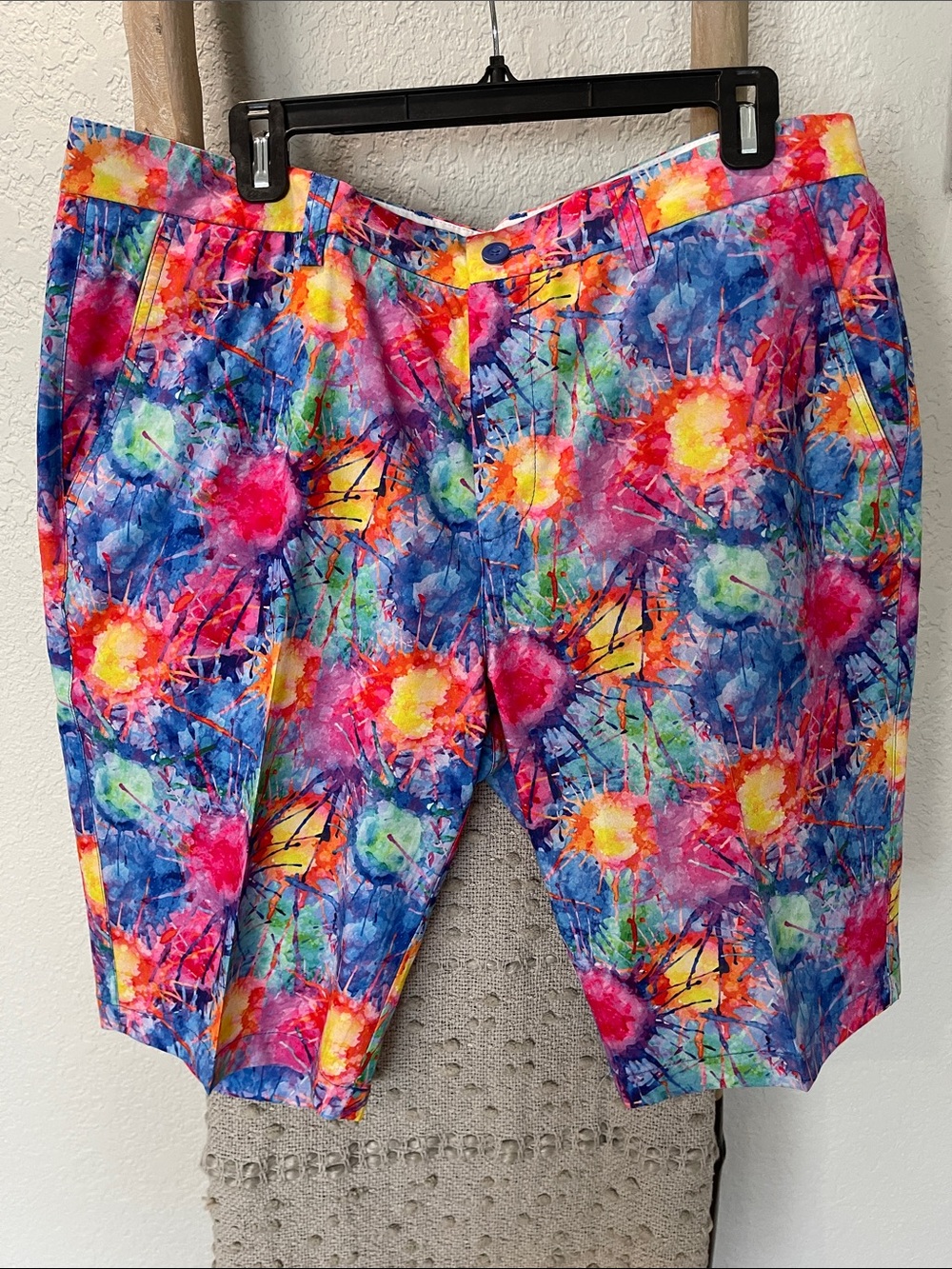 Hreski Bright Multicolor Watercolor Tie-Dye Golf Shorts